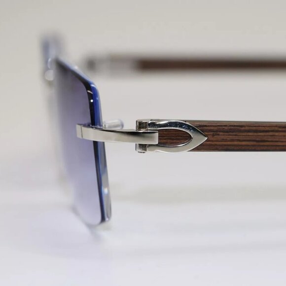 Cartier C Decor Wood Rimless Sunglasses Silver purple Gradient - Picture 11 of 13